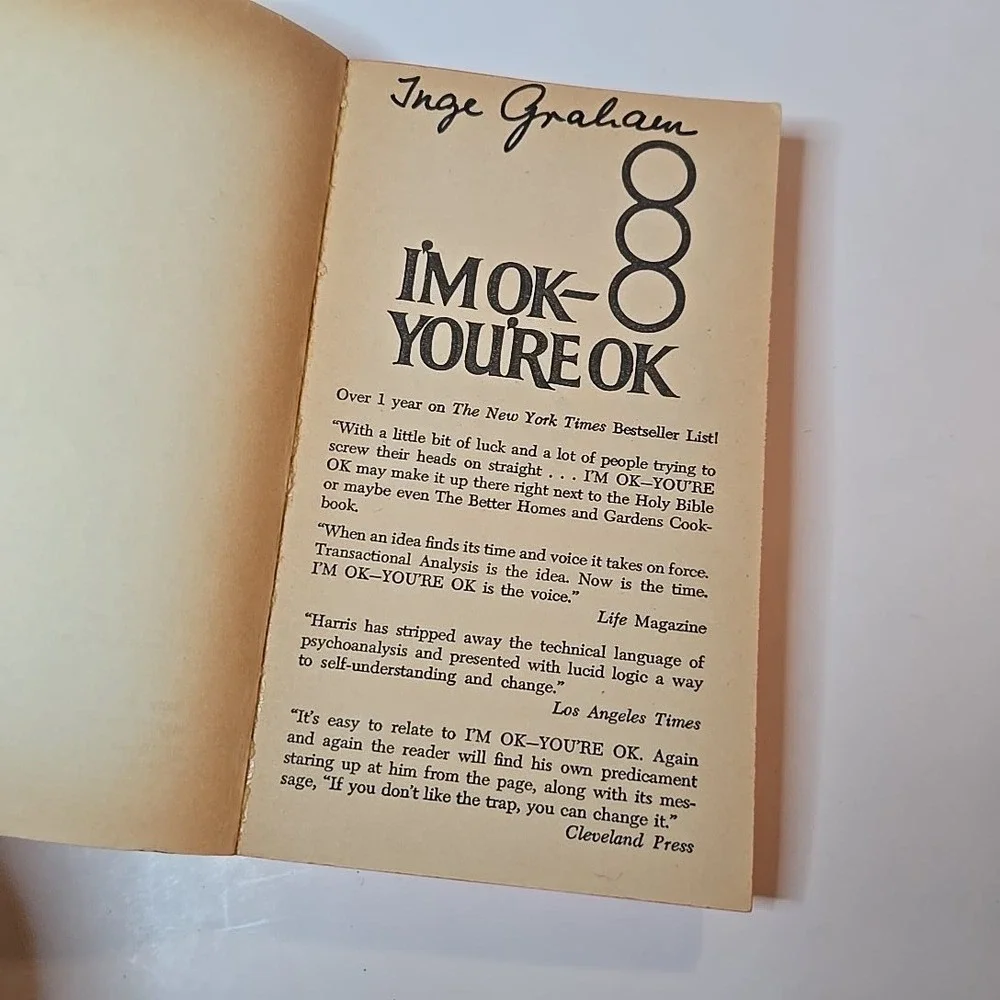 1ST EDITN 1973! Im OK Youre OK Thomas A Harris MD Self Help Psychology Book Avon